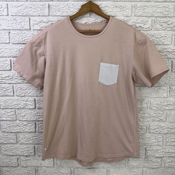 Bylt Shirt Mens Large Peach Cotton Blend Short Sleeve Pocket Drop Cut S/S Lux - Picture 1 of 4